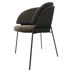 Armlehnstuhl Lunar Sitz Leder Rawhide Bark 351 Grau Rücken Stoff Ascot Mousse 2405 Grau Metallgestell Struktur Oliv Grau Grün