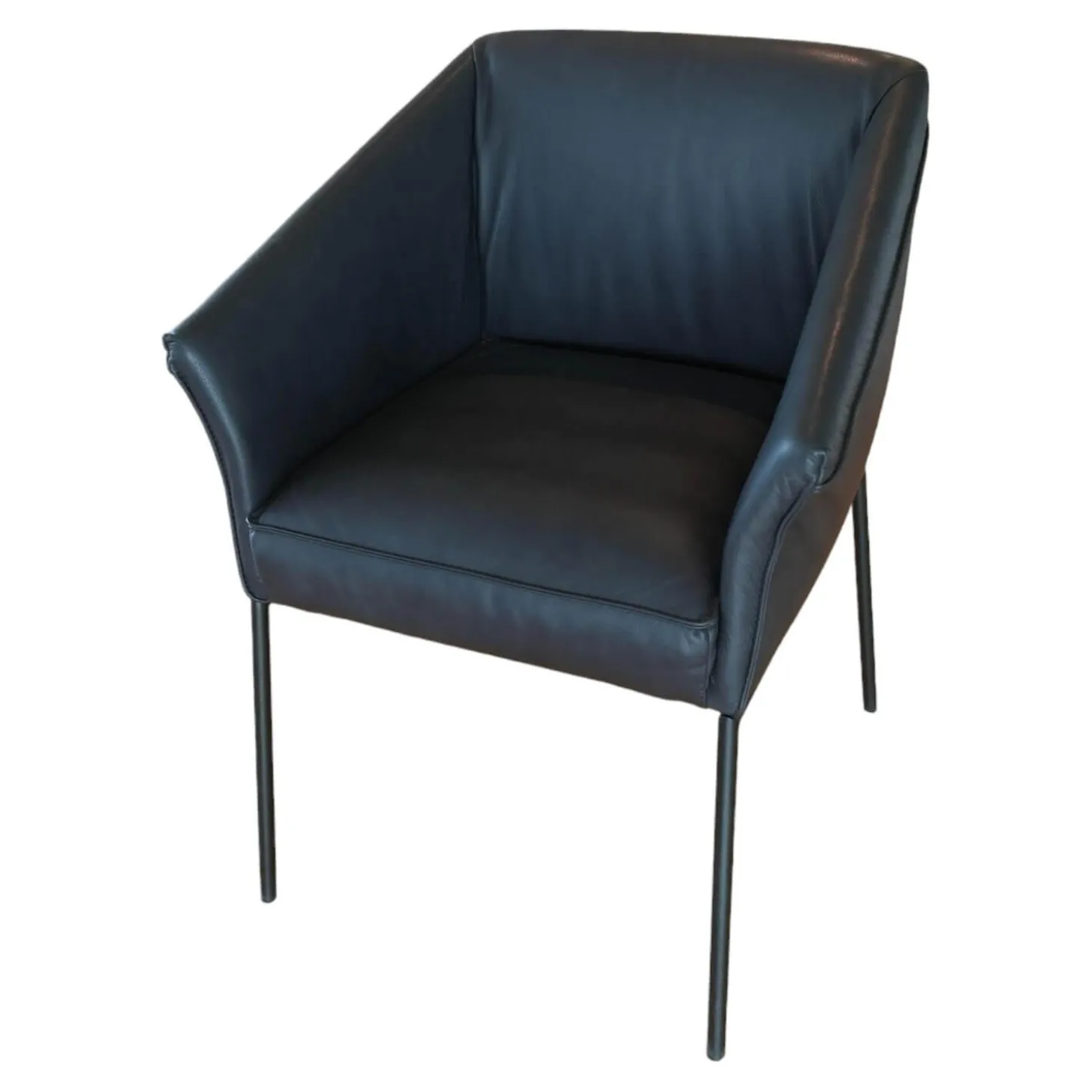 Armlehnstuhl Milo Leder Glove Dolphin 451 Gestell Metall Anthrazit M23