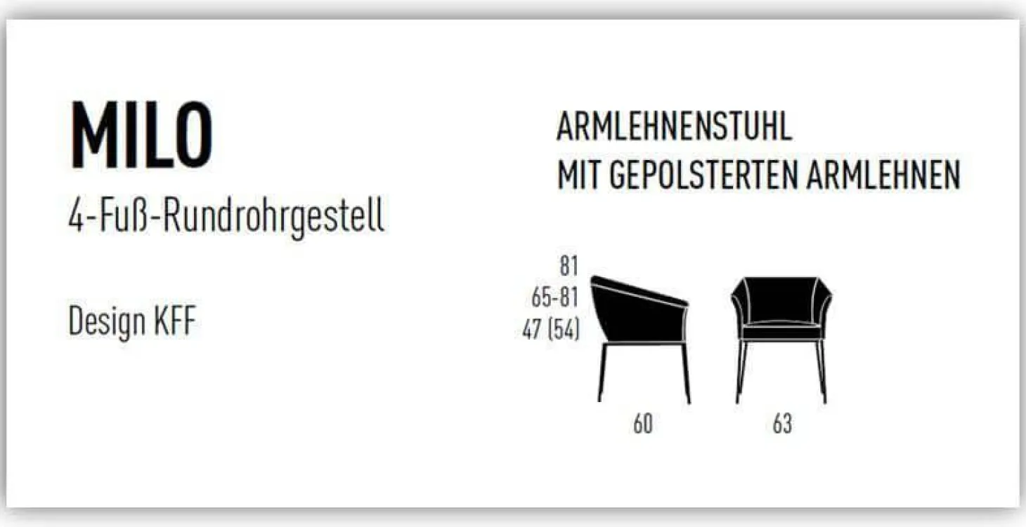 Armlehnstuhl Milo Leder Glove Dolphin 451 Gestell Metall Anthrazit M23