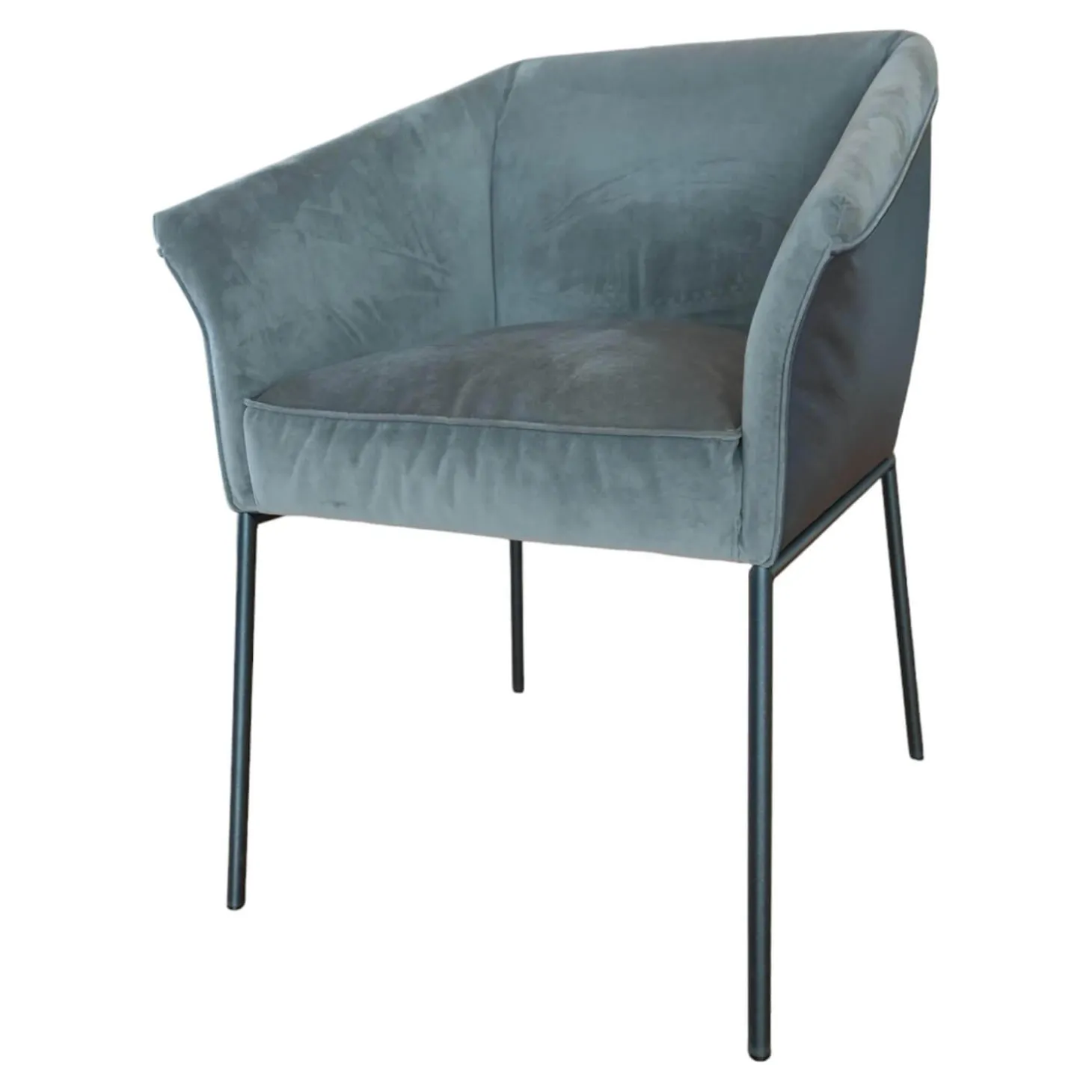 Armlehnstuhl Milo Leder Glove Dolphin 451 Stoff Seven Grey 65 Gestell Metall Anthrazit M23