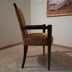 Armlehnstuhl Modell Visconti Orly 9620 Stoff Bezug Toul 33 118 Goldgelb Braun Sichtholzgestell Gebeizt und Lackiert