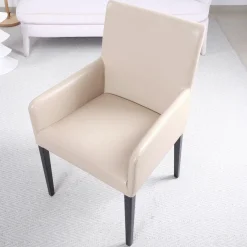 Armlehnstuhl Nils Leder Nappa Stone Gestell Buche Schwarz