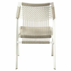 Armlehnstuhl Nodi Geflecht Canax Linen 10 Weiß Gestell Stahl Pulverbeschichtet Weiß
