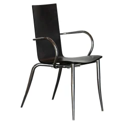 Armlehnstuhl Olly Tango Ausführung Ebenholzfarbener Ahorn Gestell Stahl Verchromt Stapelbar