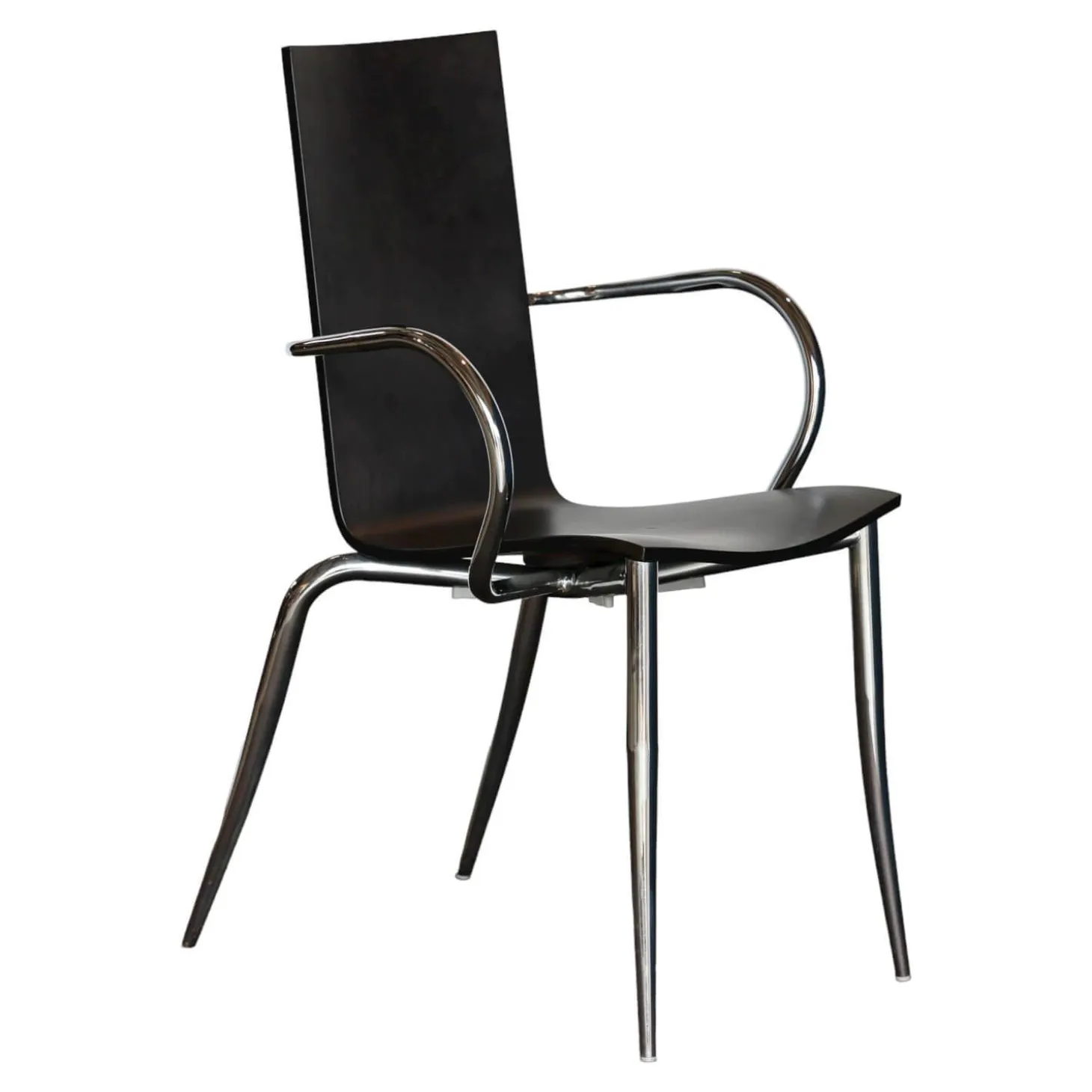 Armlehnstuhl Olly Tango Ausführung Ebenholzfarbener Ahorn Gestell Stahl Verchromt Stapelbar