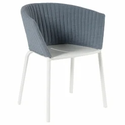 Armlehnstuhl Ria 7603 Geflecht Erfoud River Range 3 Gestell Aluminium Weiss Mit Gesteppter Rückenlehne