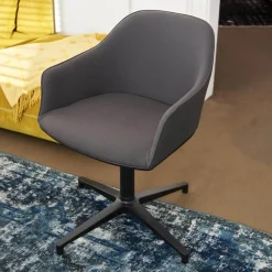 Armlehnstuhl Softshell Bezug Stoff Plano Dunkelgrau 4 Stern Gestell Drehbar Aus Aluminium Pulverbeschichtet Basic Dark Schwarz