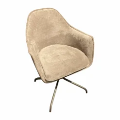 Armlehnstuhl Sophie Moover Stoff Cozy 022 Taupe Beige Außen Leder Belsoave Stone Beige Drehgestell Rauchbraun