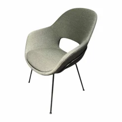 Armlehnstuhl Theia High Stoff Shake Algae Grau Grün Stahlgestell Tiefschwarz Mit Filzgleitern