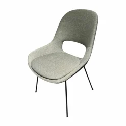 Armlehnstuhl Theia Low Stoff Shake Algae Grau Grün Stahlgestell Tiefschwarz Mit Filzgleitern