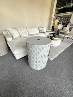 Aufbewahrungskorb Demetra Handgewebt Leder Light Grey Hellgrau