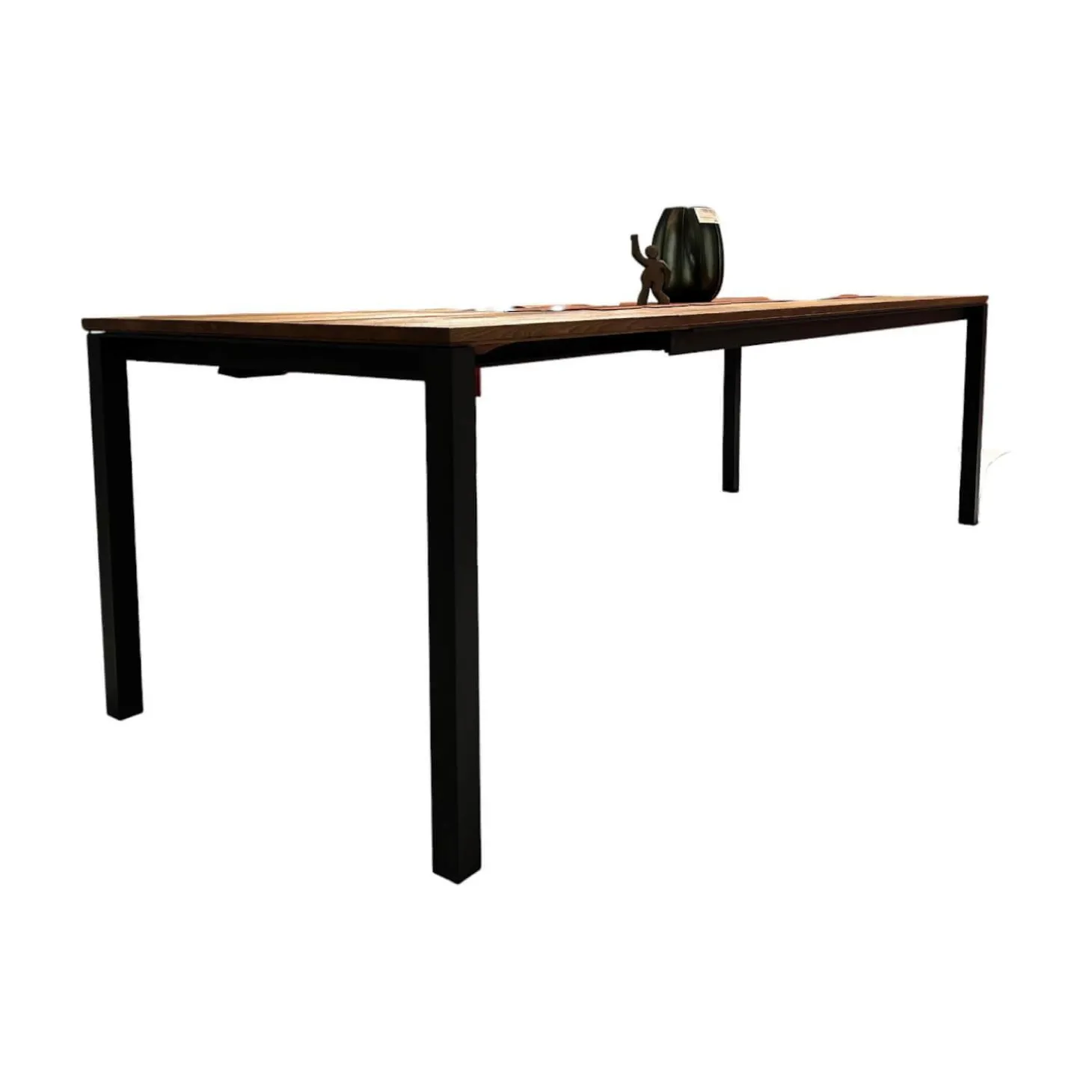 Ausziehtisch S600 Platte Eiche Geräuchert Natur Geölt Füße RAL 9005 Tiefschwarz Schwarz Pulverbeschichtet Matt