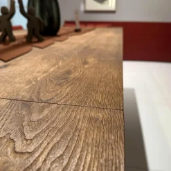 Ausziehtisch S600 Platte Eiche Geräuchert Natur Geölt Füße RAL 9005 Tiefschwarz Schwarz Pulverbeschichtet Matt