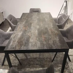 Auszugstisch Pienza Platte Keramik Oxido Darknight Grau Anthrazit Gestell Aluminium Schwarzgrau Pulverbeschichtet