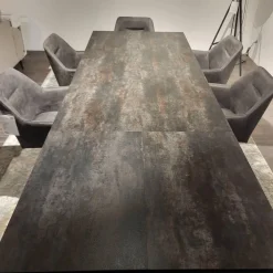 Auszugstisch Pienza Platte Keramik Oxido Darknight Grau Anthrazit Gestell Aluminium Schwarzgrau Pulverbeschichtet