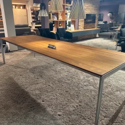 Auszugtisch Tak Platte Nussbaum Naturöl Gestell Metall Edelstahl Finish Mit Einlegeplatte