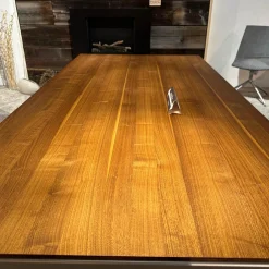 Auszugtisch Tak Platte Nussbaum Naturöl Gestell Metall Edelstahl Finish Mit Einlegeplatte