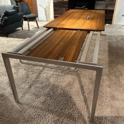 Auszugtisch Tak Platte Nussbaum Naturöl Gestell Metall Edelstahl Finish Mit Einlegeplatte