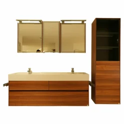 Badprogramm Collection Unterschrank Oberschrank Vitrine Mineralmarmor Nussbaum