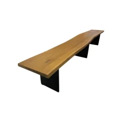 Bank 3100 Eiche Astig Braun Pigmentiert Waldkante Gestell Rohstahl Mit Arbeitsspuren