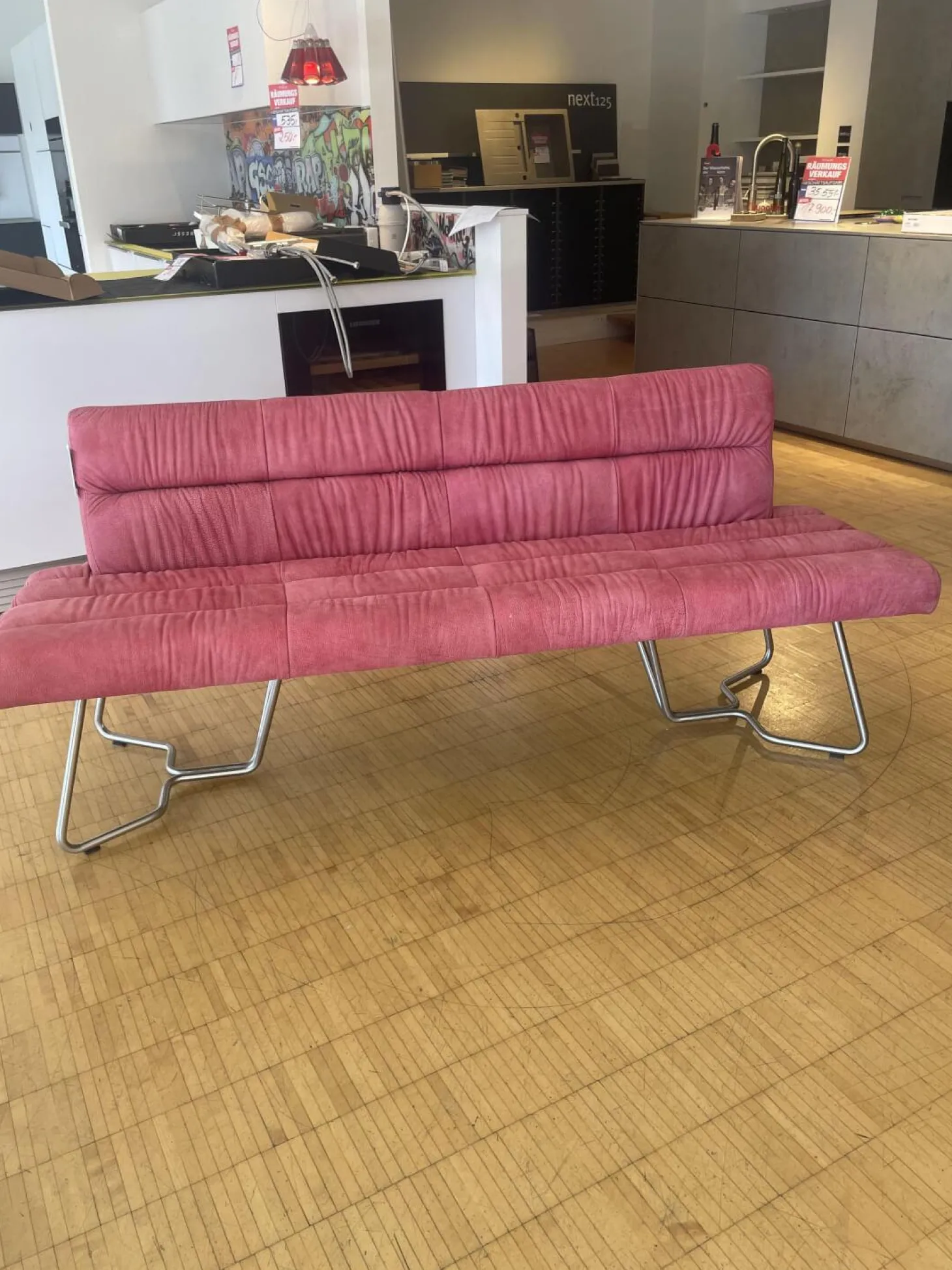 Bank Aiden Soft 0211B86A Leder Luna L7 4862 Granata Rot Kufengestell Edelstahl