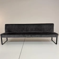 Bank Byblos Bezug Stoff U3052K Dark Grey Dunkelgrau Kufen Schwarz Lackiert