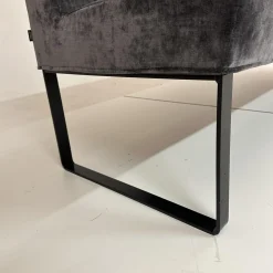 Bank Byblos Bezug Stoff U3052K Dark Grey Dunkelgrau Kufen Schwarz Lackiert