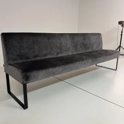 Bank Byblos Bezug Stoff U3052K Dark Grey Dunkelgrau Kufen Schwarz Lackiert