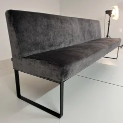 Bank Byblos Bezug Stoff U3052K Dark Grey Dunkelgrau Kufen Schwarz Lackiert