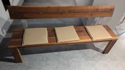 Bank Caris Amerikanischer Nussbaum Massiv Mit 3 Kissen Wildanalinleder Capuccino