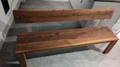 Bank Caris Amerikanischer Nussbaum Massiv Mit 3 Kissen Wildanalinleder Capuccino