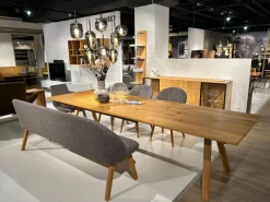 Bank Flor Stoff Ripley RI16 Grau Gestell Eiche Naturöl