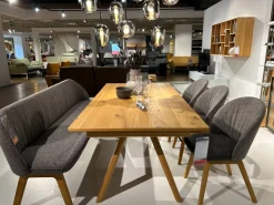 Bank Flor Stoff Ripley RI16 Grau Gestell Eiche Naturöl