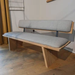 Bank Impuls P6 Oxford Uni Beige Grau Gestell Wildeiche Hell Geölt Bügel Metall Anthrazit Matt