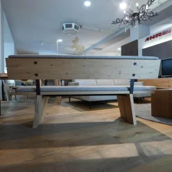 Bank Impuls P6 Oxford Uni Beige Grau Gestell Wildeiche Hell Geölt Bügel Metall Anthrazit Matt