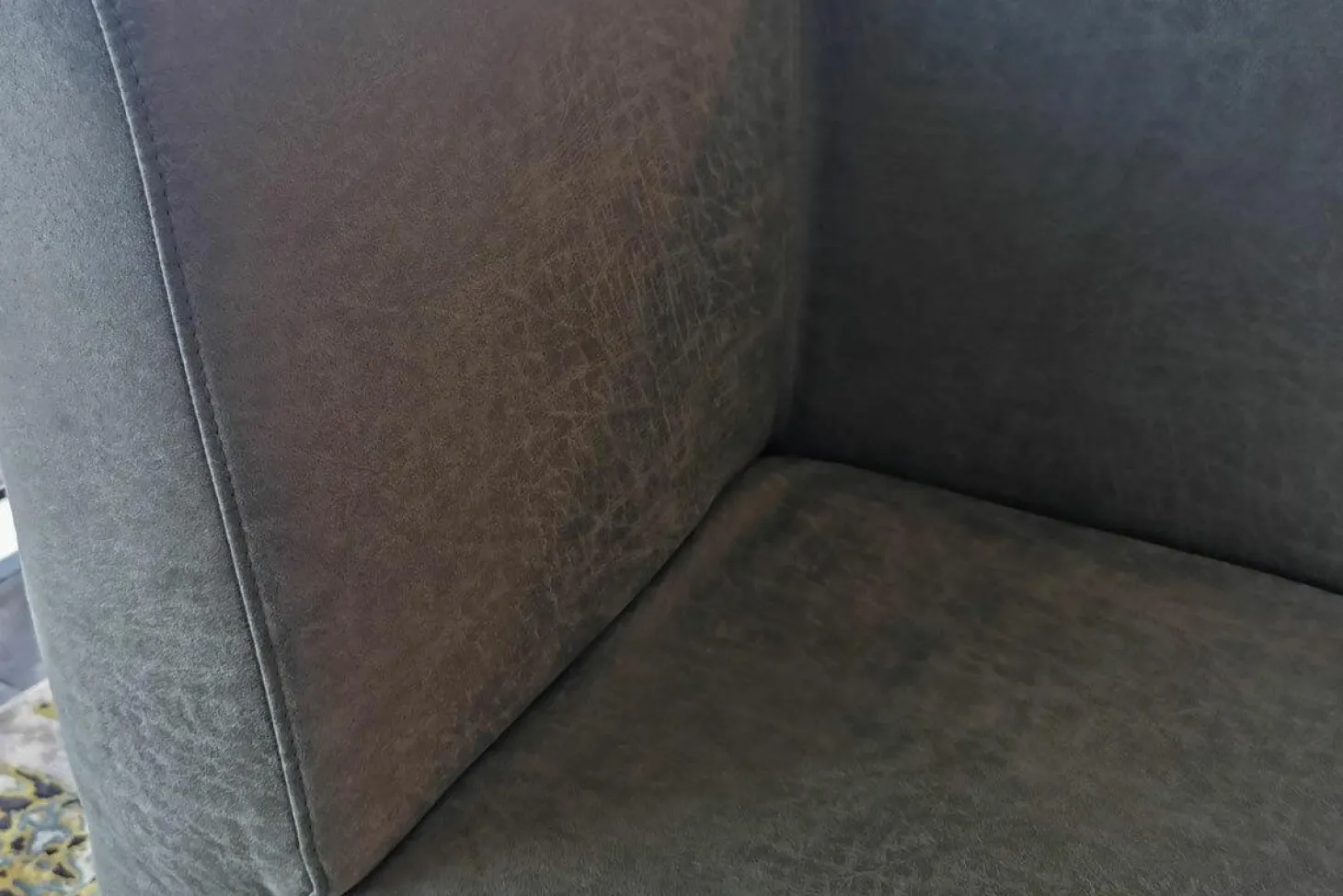 Bank Lena Stoff Webstoff mit Lederlook Pewter Graubraun Gestell Grau Pulverbeschichtet