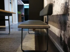 Bank Nox Eiche Naturöl Bezug Leder 70241 Anthrazit Metallkufe Schwarz