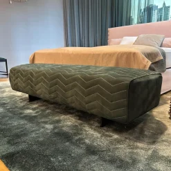 Bank Quincy Chevron Leder Nabuk 30 Malachite grün Gestell Metall Brandy Anthrazit Glänzend Lackiert