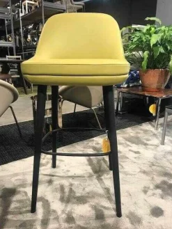 Barhocker 376 Leder Kat. Congress Pistazie Gestell Massivholz Eiche Geflammt (5 verfügbar)