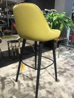 Barhocker 376 Leder Kat. Congress Pistazie Gestell Massivholz Eiche Geflammt (5 verfügbar)