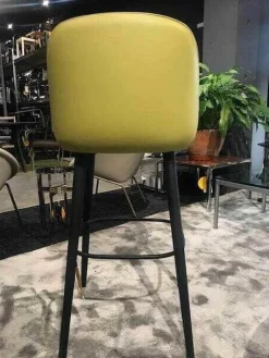 Barhocker 376 Leder Kat. Congress Pistazie Gestell Massivholz Eiche Geflammt (5 verfügbar)