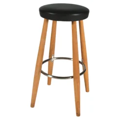 Barhocker CH56 Leder Anthrazit Gestell Eiche Geseift