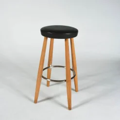 Barhocker CH56 Leder Anthrazit Gestell Eiche Geseift