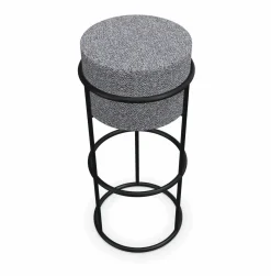 Barhocker Drop Stoff 5012 Blau Ecru Metallgestell Pulverbeschichtet M20 Schwarz
