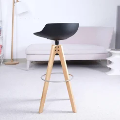 Barhocker Flow Stool Eiche Lackiert Matt Grafitgrau Gestell Eiche Natur