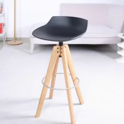 Barhocker Flow Stool Eiche Lackiert Matt Grafitgrau Gestell Eiche Natur