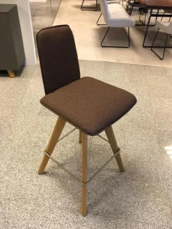 Barhocker Modell 1105 Kunstleder 26 475 Braun Gestell Eiche Natur Lackiert