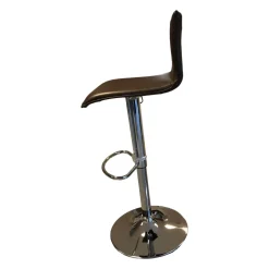 Barhocker Modell 1213 Leder 81 005 Braun Gestell Chrom Glänzend
