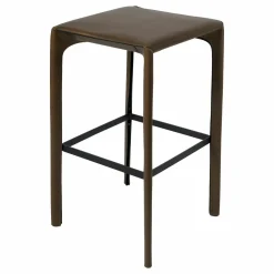 Barhocker Saddle Chair Hoch 1246 Khaki Gestell mit Leder bezogen