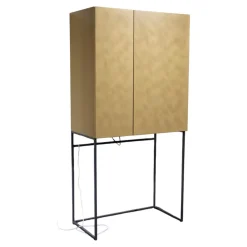 Barschrank Contur 3900 Lack 423 Gold Gebürstet Gestell Metall Anthrazit Schwarz